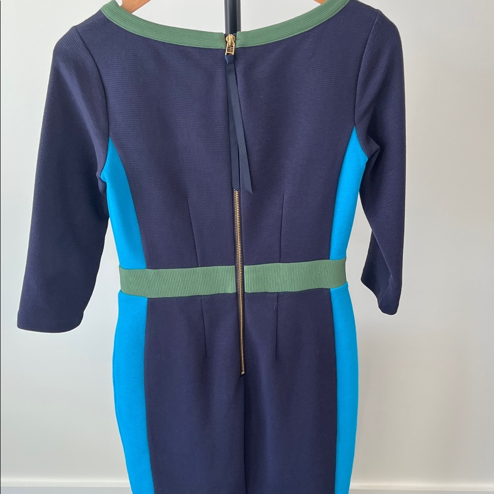Boden Navy and Teal Long Sleeve Dress - Picture 3 of 8